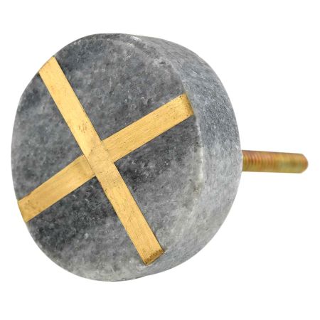 Grey Marble Brass Plated Dresser Knobs